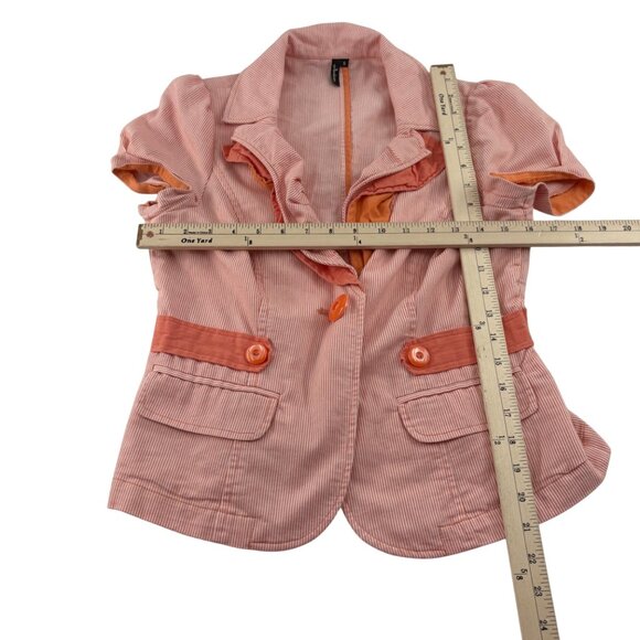 Ambition Striped Short Sleeve Blazer Jacket Size Small Orange Y2k - Picture 4 of 6